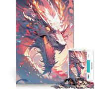 Puzzle da 1000 pezzi con drago al neon colorato in stile anime per adulti, gioco intelligente e rilassante, assemblaggio di motivi, regalo elegante (38x26cm)