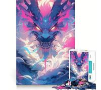 Puzzle da 1000 pezzi con drago al neon colorato in stile anime per adulti, gioco per allenare la mente, per momenti di relax, design e assemblaggio, regalo creativo (38x26cm)