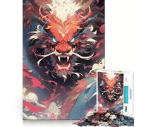 Puzzle da 1000 pezzi con drago al neon, colorato, stile anime, ideale per adolescenti, per stimolare la logica e alleviare l'ansia Taglio preciso, perfetto come regalo di compleanno (38x26cm)