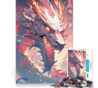 Puzzle da 1000 pezzi con drago al neon, colorato, stile anime, per ragazzi, gioco di logica, hobby silenzioso, bordi lisci, (50x75cm)