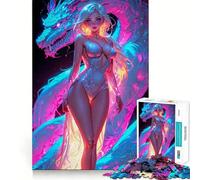 Puzzle da 1000 pezzi con drago al neon per adolescenti, gioco di logica, divertimento casual, taglio di precisione, regalo speciale (38x52cm)