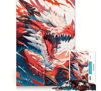 Puzzle da 1000 pezzi con drago anime arrabbiato per adulti,divertente da assemblare,solido e sicuro,ideale per il divertimento in famiglia e per le serate in famiglia (38x52cm)