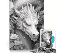 Puzzle da 1000 pezzi con drago bianco e nero,gioco di precisione e cognitivo,ideale per il tempo libero e come regalo di Natale (50x75cm)