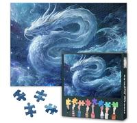 Puzzle da 1000 pezzi con drago bianco per adulti, puzzle Jigsaw 1000 pezzi difficile e sfida, tema fantasy, 70 x 50 cm, puzzle famiglia serata gioco e decorazione per la casa (serie animali)