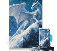 Puzzle da 1000 pezzi con drago bianco sulla cima di una montagna,per adulti,divertente gioco di memoria,facile da assemblare,sicuro e adatto a tutta la famiglia (38x26cm)