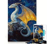 Puzzle da 1000 pezzi con drago bianco sulla cima di una montagna,per adulti,divertente gioco di memoria,facile da assemblare,sicuro e adatto a tutta la famiglia (38x52cm)