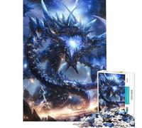 Puzzle da 1000 pezzi con drago blu di cristallo in stile anime Aiuta a stimolare la mente e a ridurre lo stress Gioco pratico adatto a persone dai 14 anni in su (50x75cm)