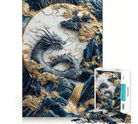 Puzzle da 1000 pezzi con drago blu e nuvole dorate,taglio preciso,gioco di logica,gioco rilassante,decorazione natalizia per la casa 50x75cm