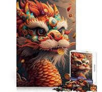 Puzzle da 1000 pezzi con drago cinese stilizzato, ideale per adulti, per stimolare la riflessione e creare un'atmosfera rilassante Bordi di alta qualità Regalo perfetto per le vacanze (38x26cm)
