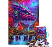 Puzzle da 1000 pezzi con drago colorato cascata e paesaggio fantastico ideale per ragazzi e famiglie per un divertimento unico tra genitori e figli perfetto come regalo di compleanno o di Natale