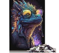 Puzzle da 1000 pezzi con drago cosmico che indossa occhiali per adulti e adolescenti, puzzle per divertimento in famiglia e serata di giochi, 1000 pezzi (75x50 cm)
