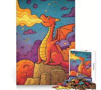 Puzzle da 1000 pezzi con drago dei cartoni animati e soffio di fuoco, ideale per adolescenti, stimola la mente e favorisce il tempo libero Bordi uniformi (38x52cm)