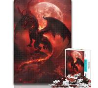 Puzzle da 1000 pezzi con drago della luna di sangue per adolescenti, giocattoli, giochi educativi, antistress, interazione genitore-figlio, 26x38cm