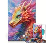 Puzzle da 1000 pezzi con drago e fiori arcobaleno per adolescenti Puzzle che migliora la memoria, rilassante e compatto, ideale come regalo festivo (38x26cm)