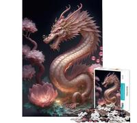 Puzzle da 1000 pezzi con drago e fiori di ciliegio Un gioco avvincente per coltivare la pazienza rilassante e stimolante ideale come regalo educativo per il Secret Santa (dimensioni 38x52cm)