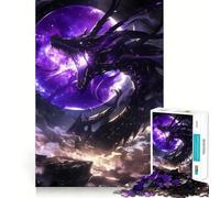 Puzzle da 1000 pezzi con drago e luna viola per ragazzi, gioco intelligente, immagine da assemblare per un momento di relax, regalo adorabile (50x75cm)