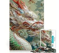Puzzle da 1000 pezzi con drago e pittura per ragazzi, gioco intelligente per tutta la famiglia, assemblaggio con motivo a tema Babbo Natale (38x52cm)