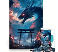Puzzle da 1000 pezzi con drago e portale Torii mitico per adulti e ragazzi, gioco di logica, divertimento rilassante, bordi affilati, regalo memorabile (38x52cm)