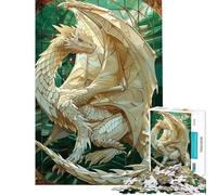Puzzle da 1000 pezzi con drago fantasy bianco ideale per adulti antistress per sviluppare analisi e logica un'attività divertente da fare a casa (dimensioni 38x26cm)