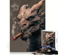 Puzzle da 1000 pezzi con drago fumante per ragazzi, gioco intelligente per interni, taglio preciso, (50x75cm)