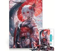 Puzzle da 1000 pezzi con drago in fiore di ciliegio,gioco di precisione e divertente,ideale per stimolare la mente e creare un'atmosfera rilassante,perfetto come regalo di Natale (38x26cm)