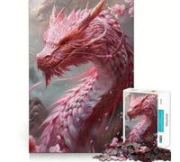 Puzzle da 1000 pezzi con drago in fiore rosa per adulti e ragazzi, gioco stimolante e antistress, con contorni nitidi, ideale come regalo per le vacanze (38x26cm)