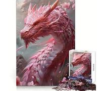Puzzle da 1000 pezzi con drago in fiore rosa per adulti e ragazzi, gioco stimolante e antistress, con contorni nitidi, ideale come regalo per le vacanze (38x26cm)