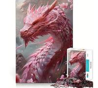 Puzzle da 1000 pezzi con drago in fiore rosa per adulti, rompicapo rilassante, immagine da assemblare, oggetto regalo di Babbo Natale (38x52cm)