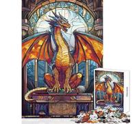 Puzzle da 1000 pezzi con drago in vetro colorato gioco educativo difficile giocattolo da parete per rafforzare l'amore tra le coppie (38x26cm)