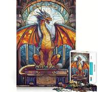 Puzzle da 1000 pezzi con drago in vetro colorato per adolescenti, gioco intelligente per momenti di condivisione, taglio liscio, lista dei desideri di Babbo Natale 38x52cm
