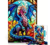 Puzzle da 1000 pezzi con drago in vetro colorato per adulti, gioco rilassante e stimolante per la mente, taglio di alta qualità, regalo di compleanno 38x52cm