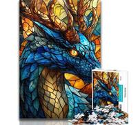 Puzzle da 1000 pezzi con drago in vetro colorato, puzzle da 1000 pezzi per adolescenti, regali per rafforzare l'amore tra coppie dai 14 anni in su, 50x75cm
