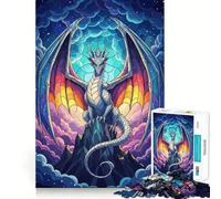 Puzzle da 1000 pezzi con drago in vetro colorato sulla cima di una montagna ideale per ragazzi stimola la memoria favorisce il gioco lento e piacevole con bordi netti perfetto come regalo di Natale