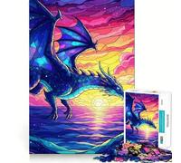 Puzzle da 1000 pezzi con drago in vetro colorato sull'acqua, per adulti, rompicapo, gioco rilassante, taglio perfetto, regalo memorabile 38x52cm