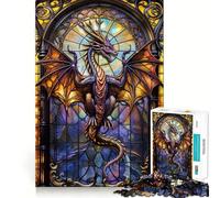 Puzzle da 1000 pezzi con drago in vetro raffigurante una chiesa viola, ideale per adolescenti, stimolante per la mente e per tutta la famiglia Bordo preciso Regalo memorabile (38x26cm)