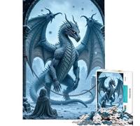 Puzzle da 1000 pezzi con drago incatenato e figura incappucciata gioco rilassante sfida per l'intelligenza giocattolo avvincente regalo per donne e uomini gara di velocità manuale (dimensioni 38x26cm)