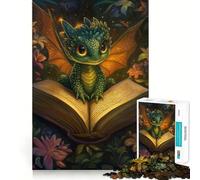 Puzzle da 1000 pezzi con drago,libro fantasy,incastro preciso,gioco di logica,gioco rilassante,regalo di Natale artistico (50x75cm)