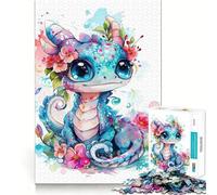 Puzzle da 1000 pezzi con drago neonato,colorato,tagliato con precisione,rompicapo,regalo divertente per il tempo libero,decorazione natalizia da appendere al muro (38x26cm)