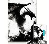 Puzzle da 1000 pezzi con drago nero,decorazione a incastro,regalo rompicapo,gioco rilassante,opera d'arte natalizia 50x75cm