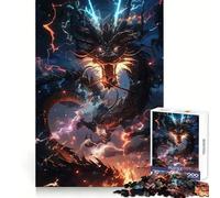 Puzzle da 1000 pezzi con drago nero e fulmine per adulti, ideale per il benessere mentale, un'attività rilassante e piacevole Un regalo perfetto e premuroso (38x26cm)