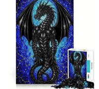 Puzzle da 1000 pezzi con drago nero,vetrata artistica e costellazioni,gioco di precisione,allenamento mentale,gioco rilassante,decorazione natalizia da parete 50x75cm