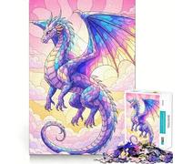 Puzzle da 1000 pezzi con drago pastello tra le nuvole, ideale per adolescenti, stimola la memoria, riduce lo stress e crea un'immagine tridimensionale da appendere al muro (38x52cm)