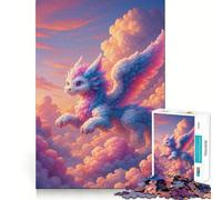 Puzzle da 1000 pezzi con drago pastello tra le nuvole per adulti, gioco di abilità mentale, assemblaggio lento e divertente, regalo perfetto (38x52cm)