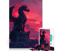 Puzzle da 1000 pezzi con drago rosa al tramonto per adolescenti, ideale per migliorare la memoria, per un facile svago, con taglio preciso, perfetto per decorare la parete (38x26cm)