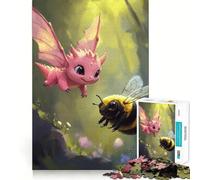 Puzzle da 1000 pezzi con drago rosa e ape, ideale per adolescenti, migliora la memoria, favorisce il rilassamento mentale, ha bordi netti ed è un regalo creativo (50x75cm)