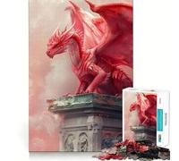 Puzzle da 1000 pezzi con drago rosa per adolescenti, gioco di logica stimolante, evasione rilassante, bordi trasparenti, regalo di compleanno (50x75cm)