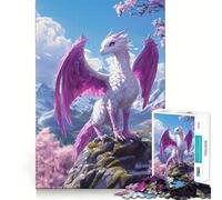 Puzzle da 1000 pezzi con drago rosa sulla cima di una montagna per adulti Giocattolo creativo per la casa Divertimento assicurato Taglio fine Regalo di Babbo Natale (38x26cm)