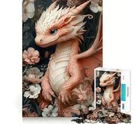 Puzzle da 1000 pezzi con drago rosa tra i fiori, ideale per ragazzi, gioco di logica e antistress, con taglio preciso e memorabile (38x26cm)