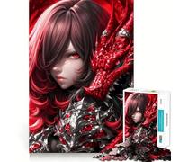 Puzzle da 1000 pezzi con drago rosso e ragazza guerriera anime, ideale per adulti e ragazzi, un gioco di abilità rilassante e divertente con bordi netti, perfetto come regalo per le feste (38x52cm)