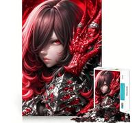 Puzzle da 1000 pezzi con drago rosso e ragazza guerriera anime per adolescenti, con immagini nitide e dettagliate (50x75cm)